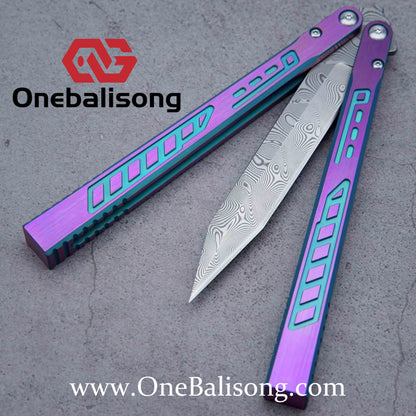 Theone Titanium Falcon Balisong  clone Titanium-handle stainless blade bushing