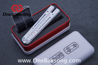 Curiosity White Tiger Balisong 7075 Aluminum Alloy Ceramic Coating Handle Stainless Steel Blade Bushings
