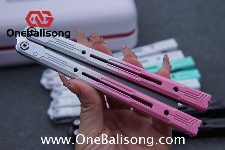 Curiosity White Tiger Balisong 7075 Aluminum Alloy Ceramic Coating Handle Stainless Steel Blade Bushings