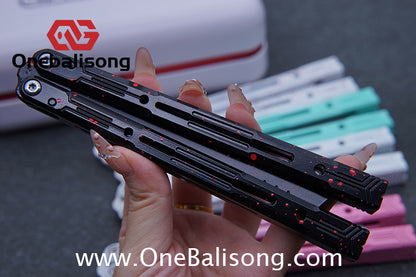 Curiosity White Tiger Balisong 7075 Aluminum Alloy Ceramic Coating Handle Stainless Steel Blade Bushings