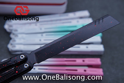 Curiosity White Tiger Balisong 7075 Aluminum Alloy Ceramic Coating Handle Stainless Steel Blade Bushings