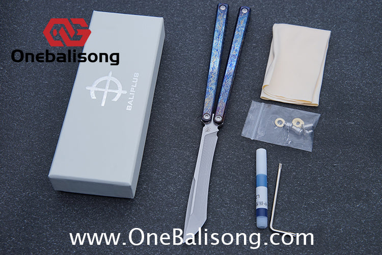 Baliplus Gaboon Balisong Clone Titanium Alloy Handle 14C28N Stainless Steel Blade Sandwich Structure