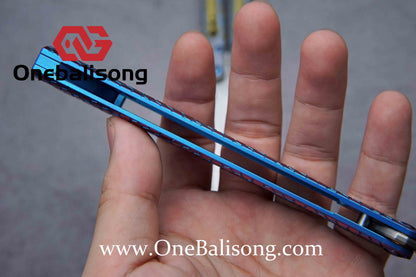 theone python clone Titanium handle Damascus steel blade Bushing