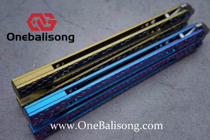 theone python clone Titanium handle Damascus steel blade Bushing