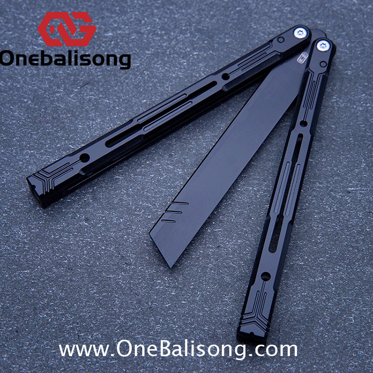Curiosity White Tiger Balisong 7075 Aluminum Alloy Ceramic Coating Handle Stainless Steel Blade Bushings