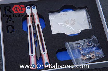 RAD Cygnus V2 Genuine Balisong Titanium-6AL-4V Handle CPM-S35VN Stainless Steel Live Blade Bushing