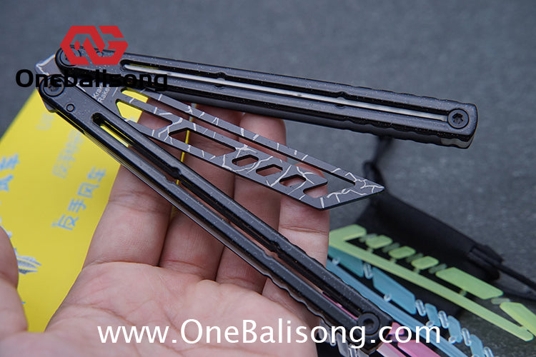 YY Noctilucent Steel Kraken Balisong Clone  Stainless Steel Handle Stainless Steel Blade Bushings
