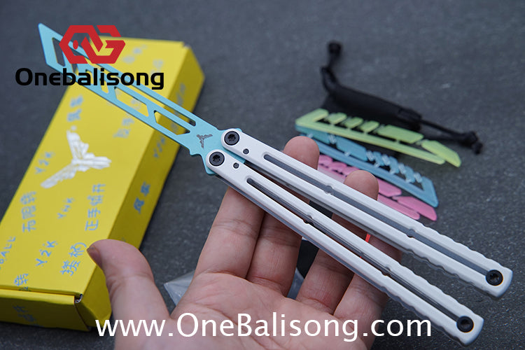 YY Noctilucent Steel Kraken Balisong Clone  Stainless Steel Handle Stainless Steel Blade Bushings