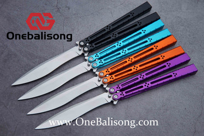 theone HOM Aluminum bas Balisong clone Aluminum alloy handle stainless steel blade Bushing