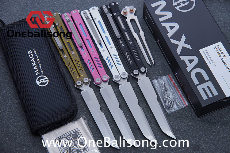 Maxace Banshee Balisong G10/PEI Patch Handle 10Cr15CoMoV Stone Washing Blade Bushing