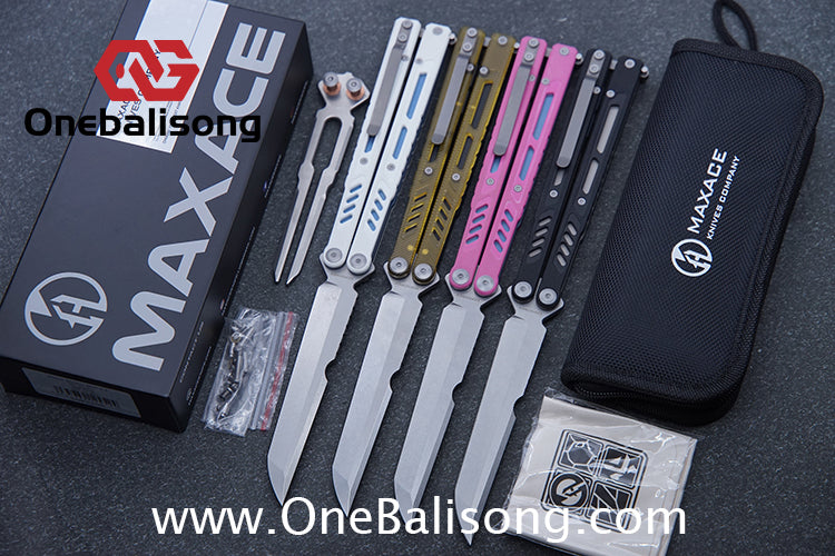 Maxace Banshee Balisong G10/PEI Patch Handle 10Cr15CoMoV Stone Washing Blade Bushing