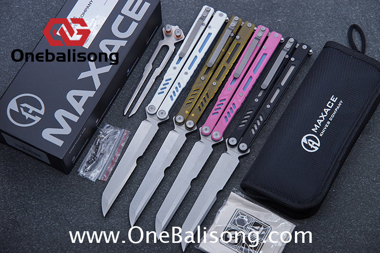 Maxace Banshee Balisong G10/PEI Patch Handle 10Cr15CoMoV Stone Washing Blade Bushing
