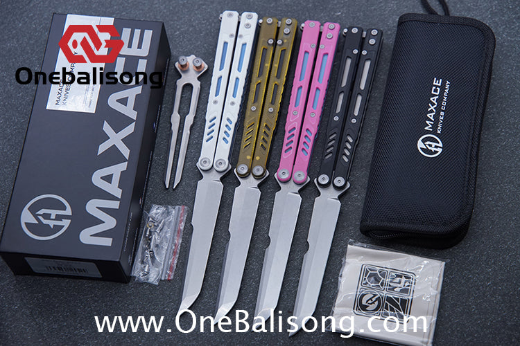 Maxace Banshee Balisong G10/PEI Patch Handle 10Cr15CoMoV Stone Washing Blade Bushing