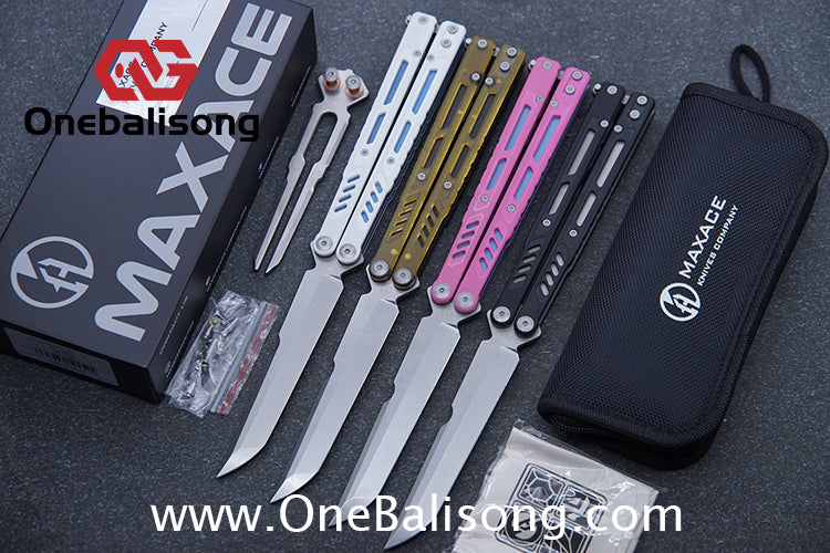 Maxace Banshee Balisong G10/PEI Patch Handle 10Cr15CoMoV Stone Washing Blade Bushing