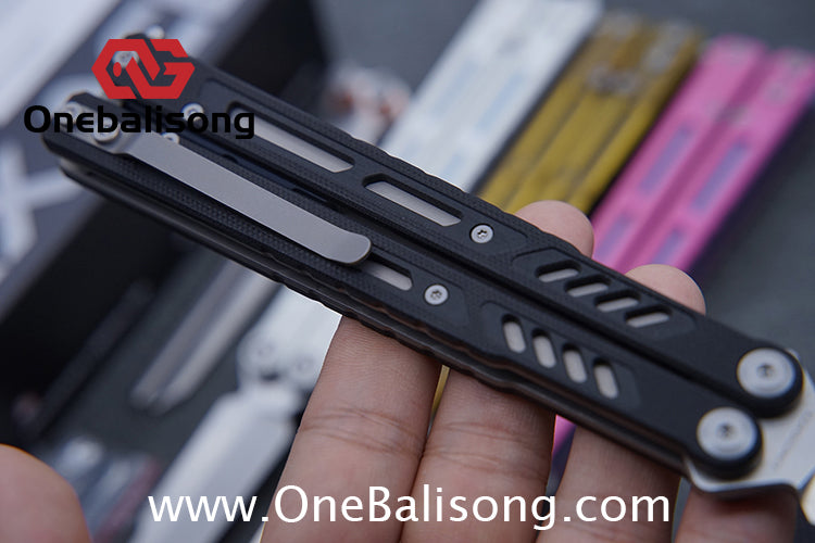 Maxace Banshee Balisong G10/PEI Patch Handle 10Cr15CoMoV Stone Washing Blade Bushing