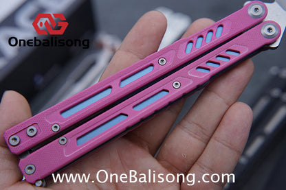 Maxace Banshee Balisong G10/PEI Patch Handle 10Cr15CoMoV Stone Washing Blade Bushing