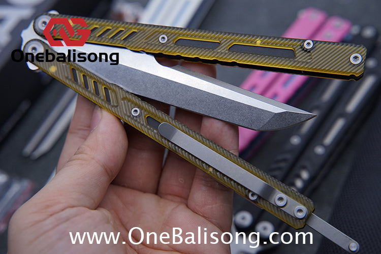 Maxace Banshee Balisong G10/PEI Patch Handle 10Cr15CoMoV Stone Washing Blade Bushing
