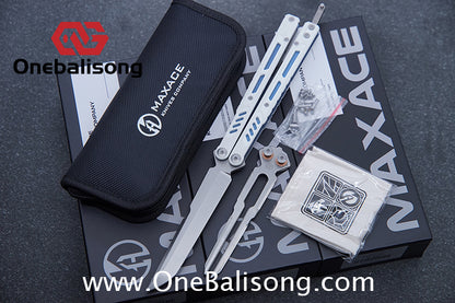 Maxace Banshee Balisong G10/PEI Patch Handle 10Cr15CoMoV Stone Washing Blade Bushing