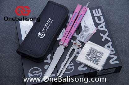 Maxace Banshee Balisong G10/PEI Patch Handle 10Cr15CoMoV Stone Washing Blade Bushing