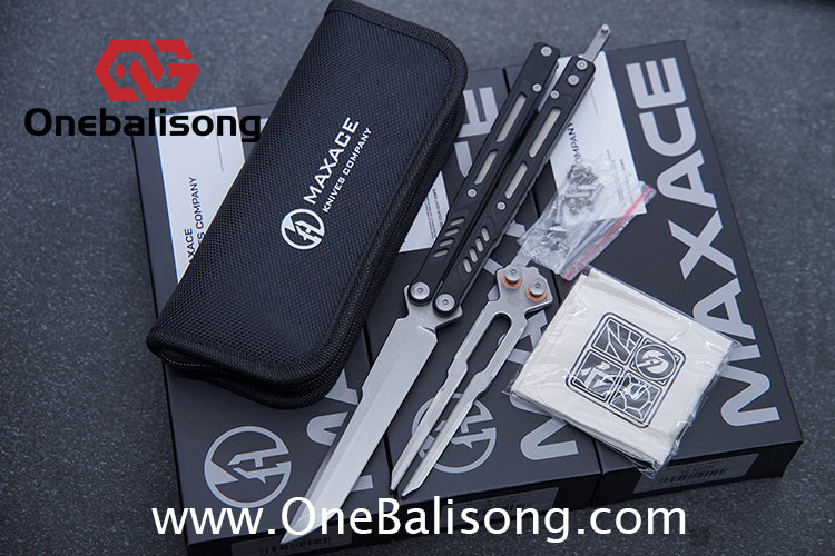Maxace Banshee Balisong G10/PEI Patch Handle 10Cr15CoMoV Stone Washing Blade Bushing