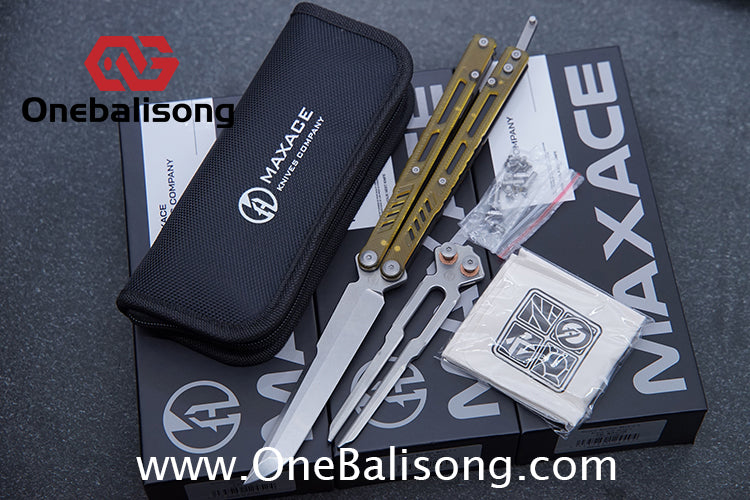 Maxace Banshee Balisong G10/PEI Patch Handle 10Cr15CoMoV Stone Washing Blade Bushing