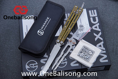 Maxace Banshee Balisong G10/PEI Patch Handle 10Cr15CoMoV Stone Washing Blade Bushing