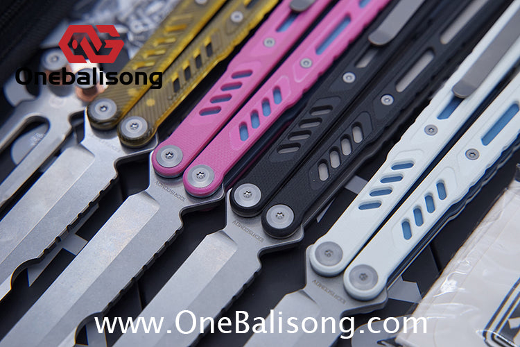 Maxace Banshee Balisong G10/PEI Patch Handle 10Cr15CoMoV Stone Washing Blade Bushing