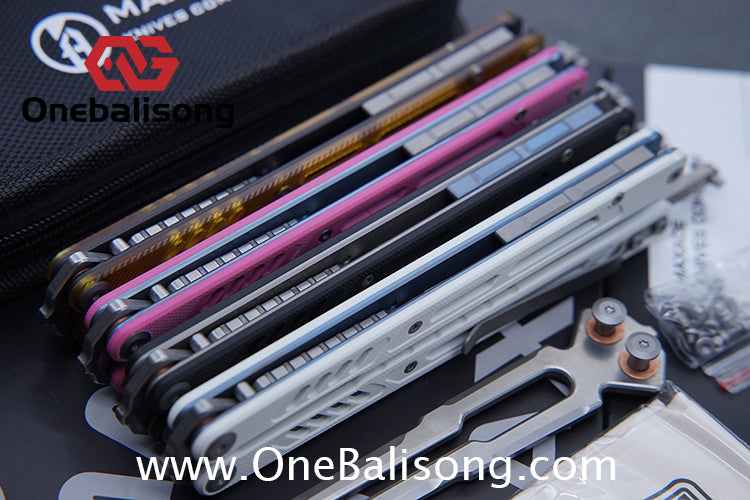 Maxace Banshee Balisong G10/PEI Patch Handle 10Cr15CoMoV Stone Washing Blade Bushing