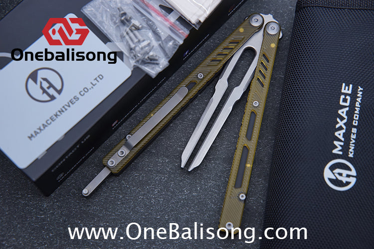 Maxace Banshee Balisong G10/PEI Patch Handle 10Cr15CoMoV Stone Washing Blade Bushing