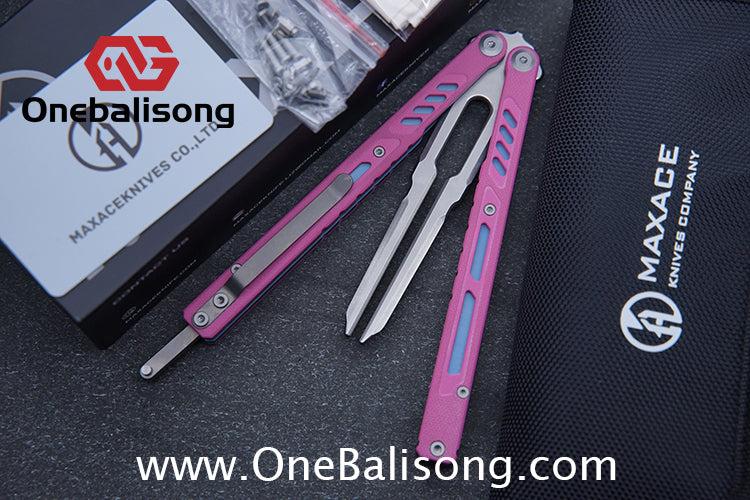 Maxace Banshee Balisong G10/PEI Patch Handle 10Cr15CoMoV Stone Washing Blade Bushing