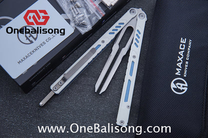 Maxace Banshee Balisong G10/PEI Patch Handle 10Cr15CoMoV Stone Washing Blade Bushing