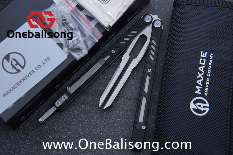 Maxace Banshee Balisong G10/PEI Patch Handle 10Cr15CoMoV Stone Washing Blade Bushing