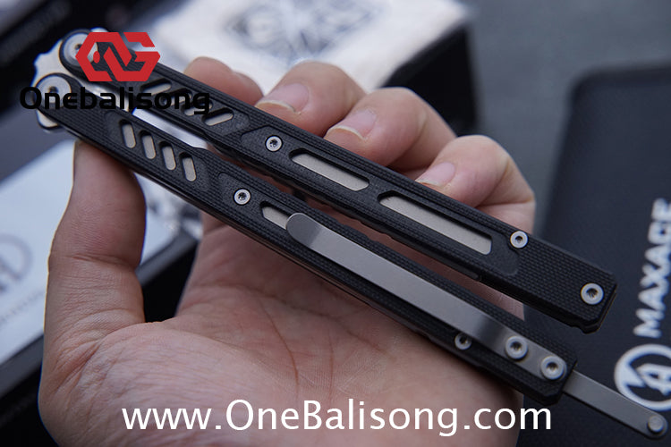 Maxace Banshee Balisong G10/PEI Patch Handle 10Cr15CoMoV Stone Washing Blade Bushing