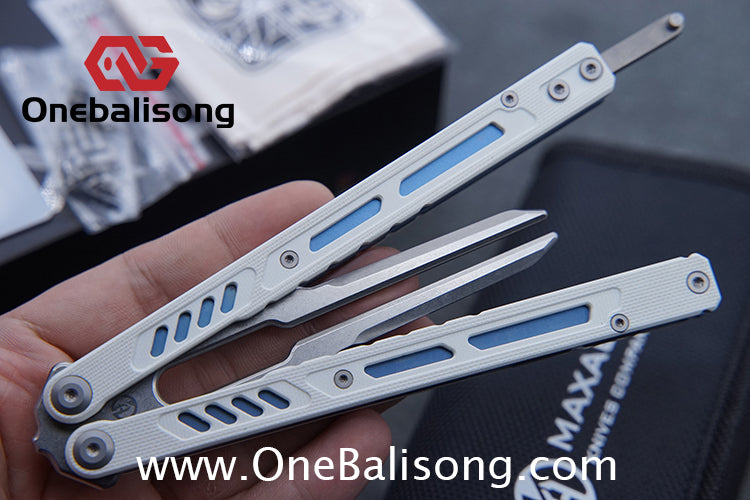 Maxace Banshee Balisong G10/PEI Patch Handle 10Cr15CoMoV Stone Washing Blade Bushing