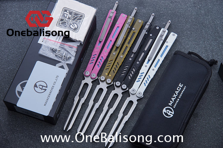 Maxace Banshee Balisong G10/PEI Patch Handle 10Cr15CoMoV Stone Washing Blade Bushing