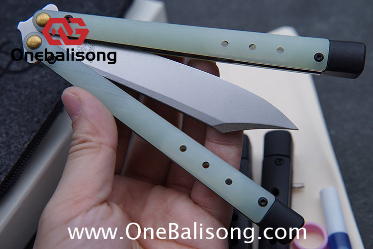 Baliplus BM99 Necron Balisong Clone Sandwich Titanium/G10+Stainless Steel Handle Live/Fake Blade Bushing
