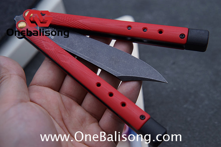 Baliplus BM99 Necron Balisong Clone Sandwich Titanium/G10+Stainless Steel Handle Live/Fake Blade Bushing
