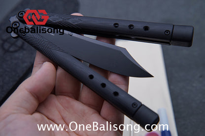Baliplus BM99 Necron Balisong Clone Sandwich Titanium/G10+Stainless Steel Handle Live/Fake Blade Bushing