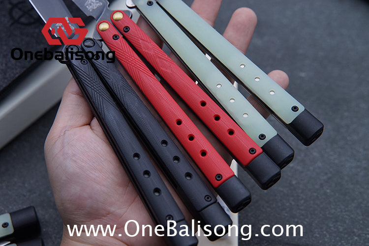 Baliplus BM99 Necron Balisong Clone Sandwich Titanium/G10+Stainless Steel Handle Live/Fake Blade Bushing