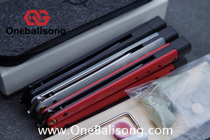 Baliplus BM99 Necron Balisong Clone Sandwich Titanium/G10+Stainless Steel Handle Live/Fake Blade Bushing