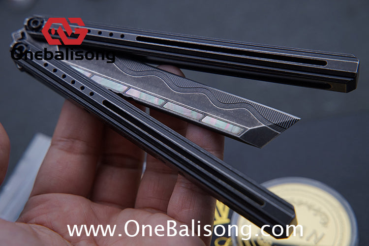 Titan Breaking Sorrow Balisong TC21 Titanium Alloy Handle M390 Stainless Steel Blade Bushing