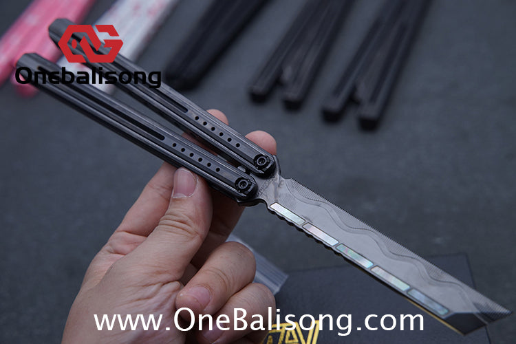 Titan Breaking Sorrow Balisong TC21 Titanium Alloy Handle M390 Stainless Steel Blade Bushing