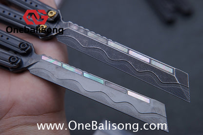 TITAN Cut off Worries Balisong TC21 Titanium Alloy Handle M390 Stainless Steel Blade Bushing