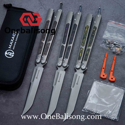 Maxace Covenant-III Butterfly Trainer Knife TC Handle M390 Blade Bushing System EDC Tools Smooth Flipping Gifts Folding Knives