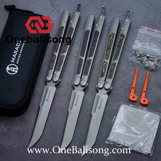 Maxace Covenant-III Butterfly Trainer Knife TC Handle M390 Blade Bushing System EDC Tools Smooth Flipping Gifts Folding Knives