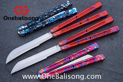 HR Killer Balisong  Seven series aluminum Handle 14c28n/vg10 Blade integrated+traditional shaft sleeve