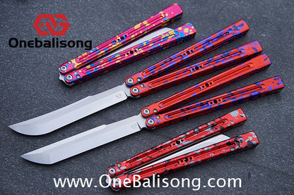 HR Killer Balisong  Seven series aluminum Handle 14c28n/vg10 Blade integrated+traditional shaft sleeve