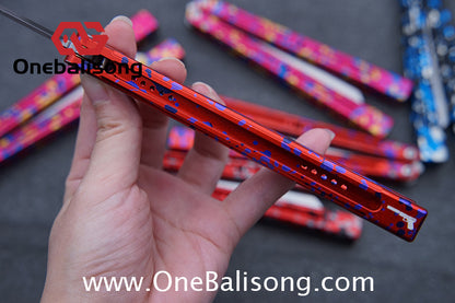HR Killer Balisong  Seven series aluminum Handle 14c28n/vg10 Blade integrated+traditional shaft sleeve