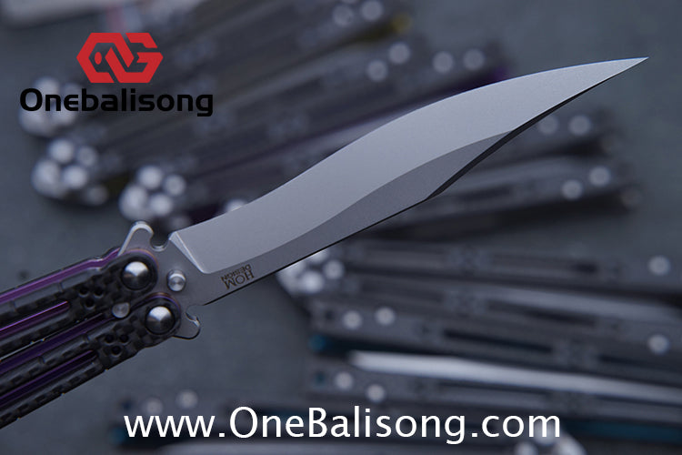 Small Fish HOM Bas Balisong Clone TC4 Titanium Alloy Lining Carbon Fiber Patch Handle 440C Stainless Steel Blade Bushings Sandwich Structure
