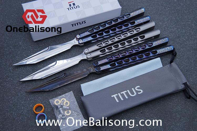 TITUS Fiore Clone Balisong Titanium Alloy Handle VG10 Stainless Steel Fake Blade Bushing